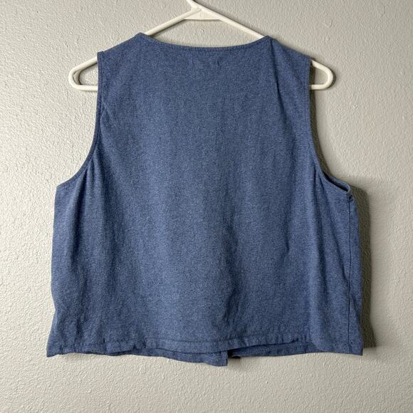 Madewell Button Front Crewneck Crop Tank Blue Size Large - Picture 6 of 7